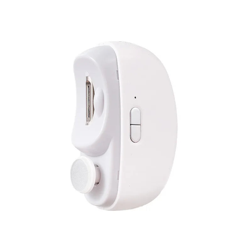 Close-up showing the one-button operation of the Electric Nail Clipper Greenly Hub™ for effortless nail care.