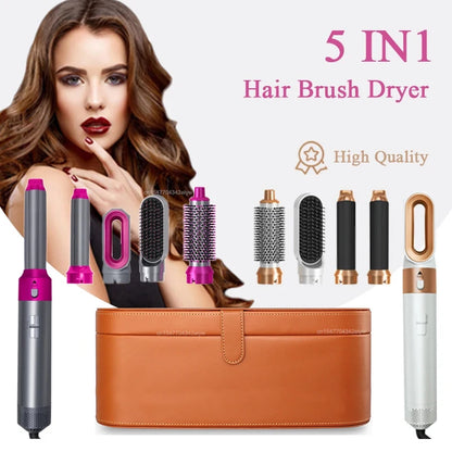 5 in 1 Hair Dryer Greenly Hub™. Comb set professional: сurling iron hair, straightener, hair styling , hair dryer curling